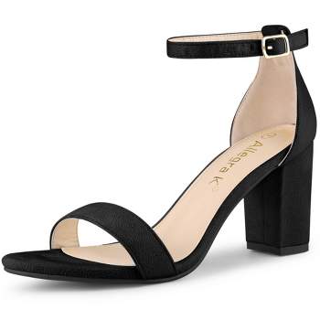 Allegra K Women's Buckle Ankle Strap High Chunky Heels Sandals