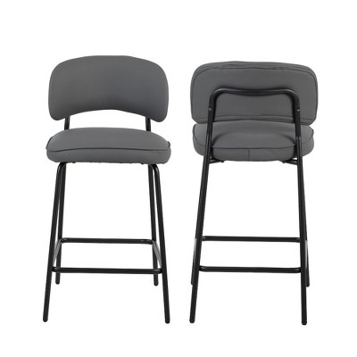 New Classic Furniture,Blythe Vegan Leather Counter Chair in Gray (Set of 2)