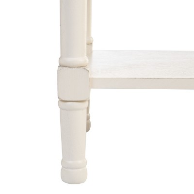 Distressed White Wood Rectangular Storage Accent Table