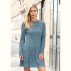 2025 Women's Long Sleeve Sweater Dress for Fall, Crew Neck Knit Midi Dress Blue - 2 of 4
