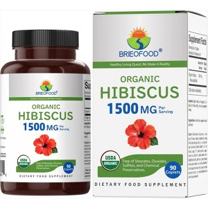 Brieofood Organic Hibiscus 1500mg, 45 Servings, Vegetarian, Gluten Free, 90 Vegetarian Tablets - 1 of 4
