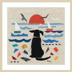 33" x 33" Sea Dog by Jenny Frean Wood Framed Wall Art Print - Amanti Art: Botanical Ocean Scene, Hardwood Frame - 1 of 4