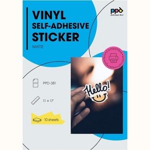 PPD Matte Vinyl Sticker Paper 11x17" 10 sheets for Inkjet Printers - 1 of 4