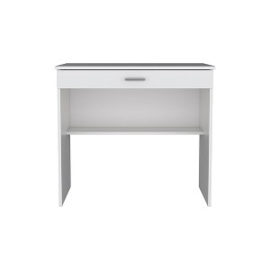 HomeRoots 32" White Wood Computer Desk With Drawer - 1 of 4