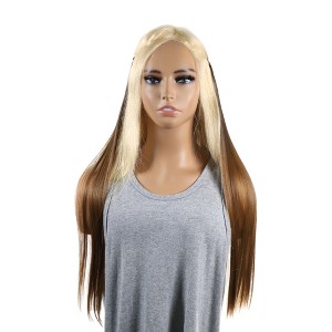Unique Bargains Women's Straight Long Hair Hair Extensions High Temperature Fiber Gradient Yellow Brown 1 Pc - 1 of 3