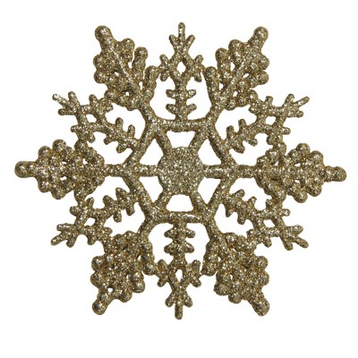 Northlight 24ct Shimmering Glitter Snowflake Christmas Ornament Set 3.75" - Gold