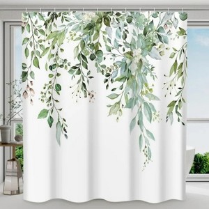 LunaLulinlk Sage Green Shower Curtain with Hooks - 1 of 4