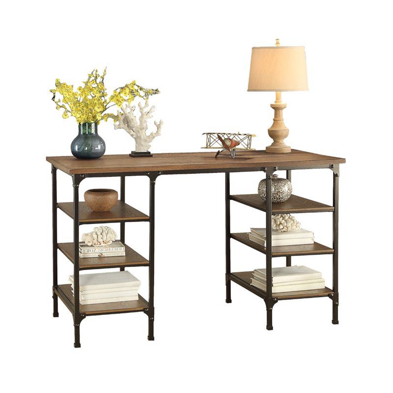 Millwood Metal Counter Height Writing Desk in Brown and Black - Lexicon, 1 of 4