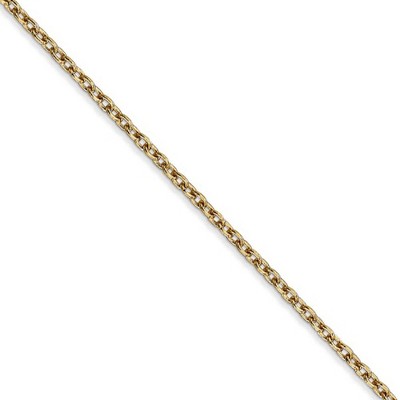 Black Bow Jewelry 2mm, 14k Yellow Gold Solid Link Cable Chain Necklace