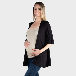 24seven Comfort Apparel Maternity Open Front Jacket with Elbow Sleeve - 1 of 3