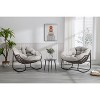 Modern Papasan Rocking Chair, Outdoor Rocker Recliner Chair with Metal Frame and Soft Tufted Cushion for Garden, Living Room – ModernLuxe - 4 of 4