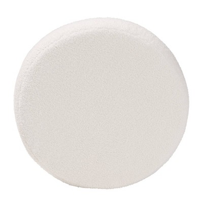 Ivory Boucle Round Storage Ottoman with Tufted Design