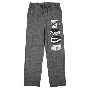 The Office Dunder Mifflin Icons Men's Gray Heather Sleep Pajama Pants - 1 of 4