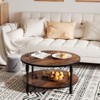 Round Coffee Table with 2-Tier Storage Shelf – Industrial Wood Center Table for Living Room, Small Spaces - 3 of 4