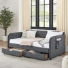 Twin Size Upholstered Daybed with Trundle Bed and Two Storage Drawers for Bedroom or Guest Room - 3 of 4