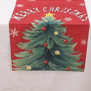 Unique Bargains Table Runner Rectangular Winter Christmas Pattern 10 Linen Colorful 1 Pc - 1 of 3