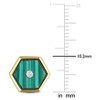 EVERLY JEWELRY | Yellow Plated Sterling Silver 4 CT TGW Malachite and Diamond Accent Hexagon Stud Earrings - 3 of 4
