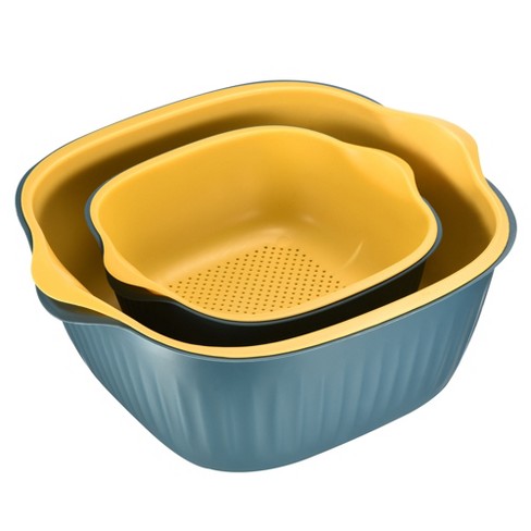 Unique Bargains Double Layered Kitchen Plastic Washing Bowl Strainer Set Colander Set 2 Pcs - image 1 of 3