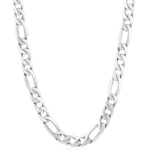 Pompeii3 Men's Classic Figaro 14k Gold (86gram) or Platinum (161gram) 8mm Link Chain Necklace 27" - 1 of 4