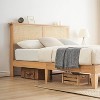 Garvee Full/Queen Size Rattan Bed Frame with Natural Rattan Headboard, Boho Style with LED Lights, Solid Wood Slats, No Box Spring Needed - 4 of 4