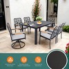 Chic Crate-7-Piece Aluminum Patio Dining Set - Modern 4 Chairs & 2 Branch-Like Swivel Rockers with Sunbrella Fabric & Umbrella Hole (Bourbon Brown) - 2 of 4