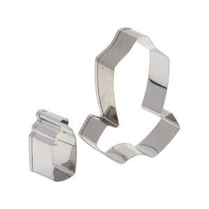 Unique Bargains Cookie Cutters 2-Piece Outfit & Bottle Cookie Cutter Set Dishwasher Safe Stainless Steel Silver Tone 1Set - 1 of 4