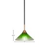 Toltec Lighting Paramount 1 - Light Pendant in  Matte Black/Brass with 10" Kiwi Green Crystal Shade - 2 of 2