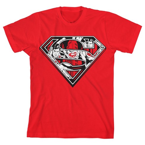 Superman Collage Logo Boy's Red T-shirt-large : Target