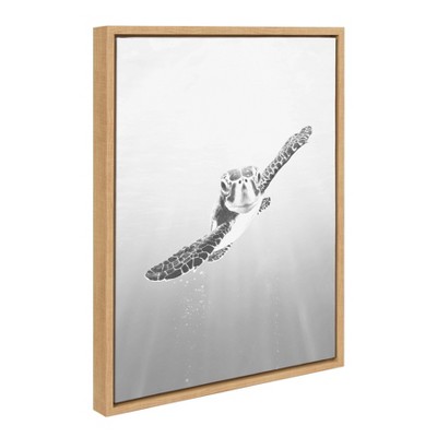 Gray Sea Turtle Framed Canvas Wall Art for Nursery