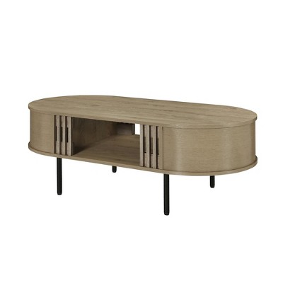 New Classic Furniture, Brax 47.25 in. Natural Oval Wood Coffee Table, Brown