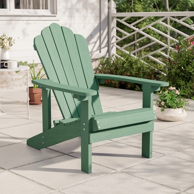 Sonkuki Faux Wood Adirondack Chair with High Back and Wide Seat