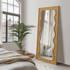Dovelina Wood Freestanding Full Length Mirror Floor Mirror - 71"x32", Natural Wood - 1 of 4