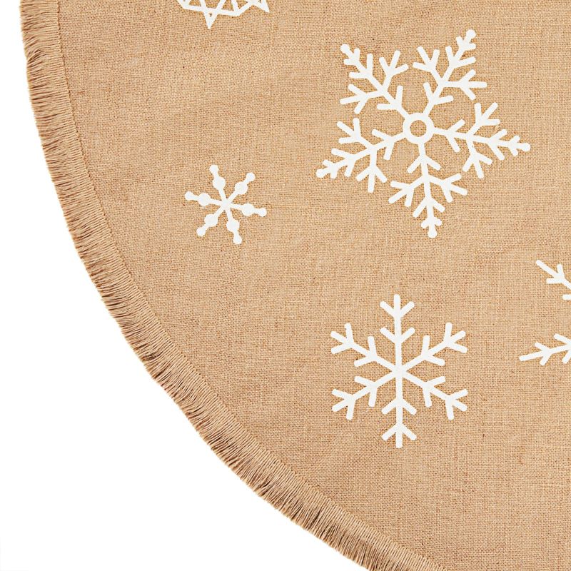 Juvale 60 Inch Burlap Christmas Tree Skirt, Rustic Snowflake Holiday Decorations for Home, 4 of 7