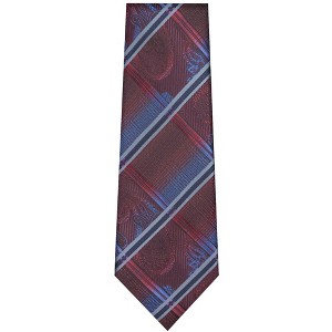 TheDapperTie Men's Burgundy And Blue Checks Necktie with Hanky - 1 of 3