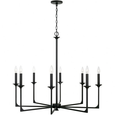 Clint Transitional Bold 8-Light Black Iron Candle Chandelier