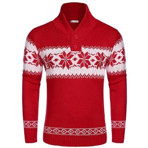 COOFANDY Men's Christmas Sweater Ugly Knitted Xmas Sweaters Casual Snowflake Pullover Knitwear - 1 of 4