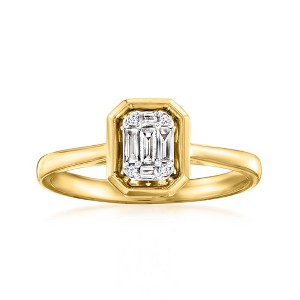 Ross-Simons 0.15 ct. t.w. Diamond Cluster Ring in 18kt Gold Over Sterling - 1 of 4
