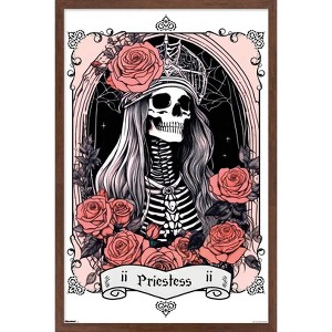 Trends International Tabz Jones - Skull and Roses Tarot High Priestess Framed Wall Poster Prints - 1 of 4