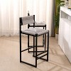CAVINAS Woven Bar Stools Set of 2, Durable Kitchen Stool with Natural Paper Rope Seat and Black Metal Frame - 2 of 4