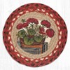 Earth Rugs Round Jute Trivet 10"x10" – Garden Geranium Print with Braided Natural Design - 2 of 3