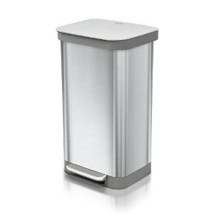 Glad Step Trash Can, Series 2 Soft Close Bin with Odor Protection, 20 Gal, Metal - 1 of 4