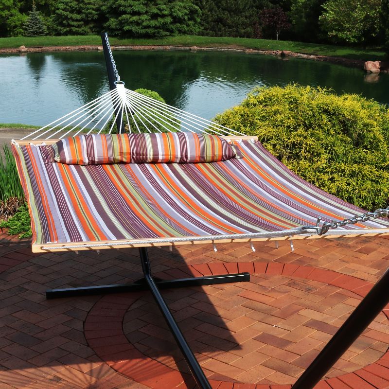 Sunnydaze Two-Person Quilted Fabric Hammock with Spreader Bars - 450 lb Weight Capacity, 3 of 20