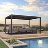 Purple Leaf Louvered Pergola with Retractable Roof, Adjustable Aluminum Hardtop Gazebo for Patio - 2 of 4