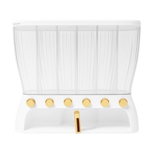 YIYIBYUS Dry Food Dispenser, Wall Mounted 6 Grid Beans Dispenser, Rice Dispenser Kitchen Storage with Measuring Cup - 1 of 4