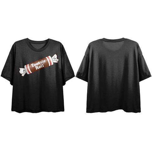 Tootsie Roll Classic Candy Logo Women's Black Crop Tee-Small