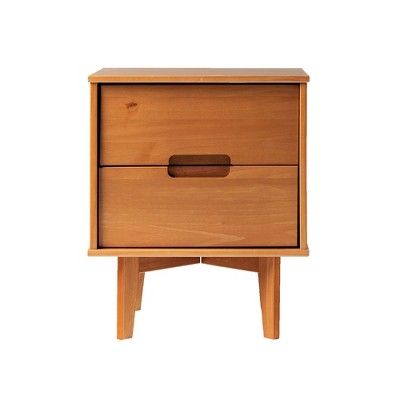 NicBex Mid-Century Modern Nightstand with Cutout Handles Bedside Table with 2 Drawers for Bedroom, Living Room