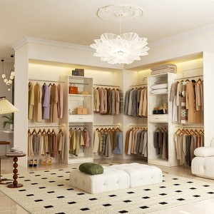 Besiost 8 FT Closet Organizer with Extendable Hanging Rod, Wood Closet System with Drawer - 1 of 4