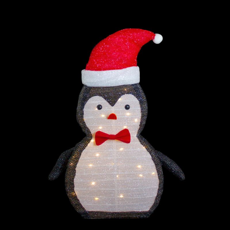 Northlight 28" LED Lighted Tinsel Penguin in Santa Hat Outdoor Christmas Decoration, 3 of 8