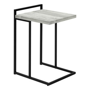 Monarch Specialties Accent Table C-Shaped End Side Snack Living Room Bedroom Metal Laminate Grey Black Contemporary Modern - 1 of 4