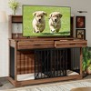 Gulches Brown Dog Crate Furniture with Drawers and Shelves for Two Dogs - 3 of 4